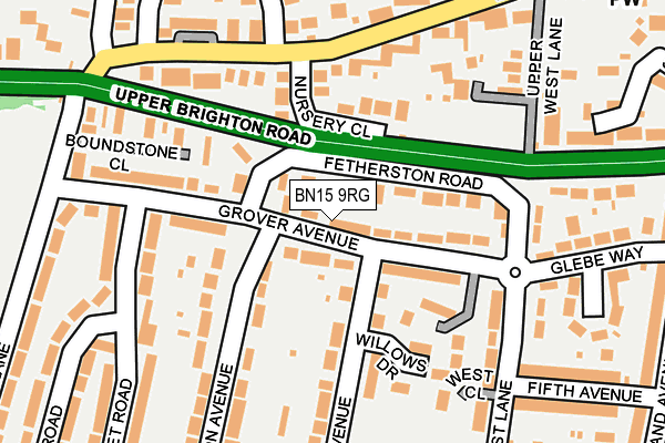 BN15 9RG map - OS OpenMap – Local (Ordnance Survey)