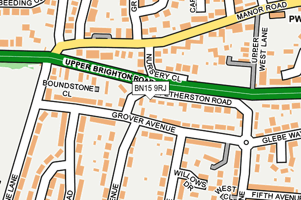 BN15 9RJ map - OS OpenMap – Local (Ordnance Survey)