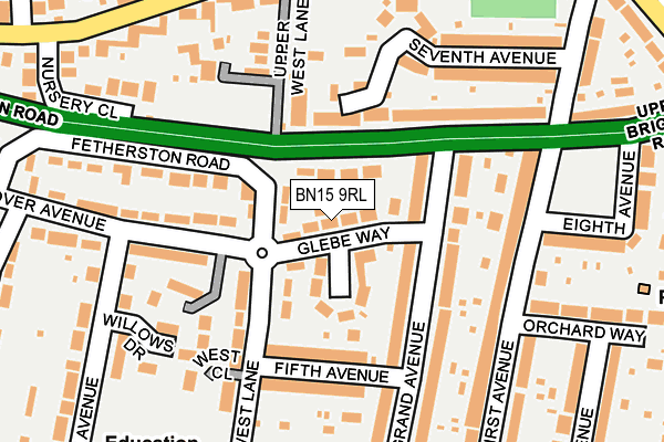 BN15 9RL map - OS OpenMap – Local (Ordnance Survey)