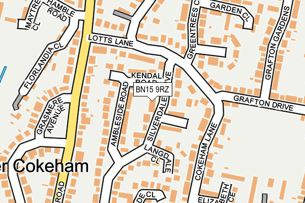 BN15 9RZ map - OS OpenMap – Local (Ordnance Survey)
