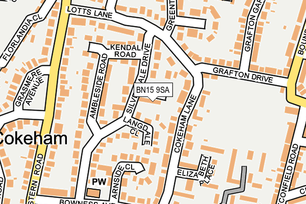 BN15 9SA map - OS OpenMap – Local (Ordnance Survey)