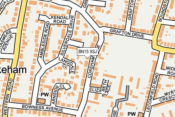 BN15 9SJ map - OS OpenMap – Local (Ordnance Survey)