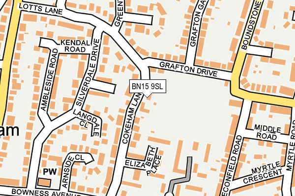 BN15 9SL map - OS OpenMap – Local (Ordnance Survey)