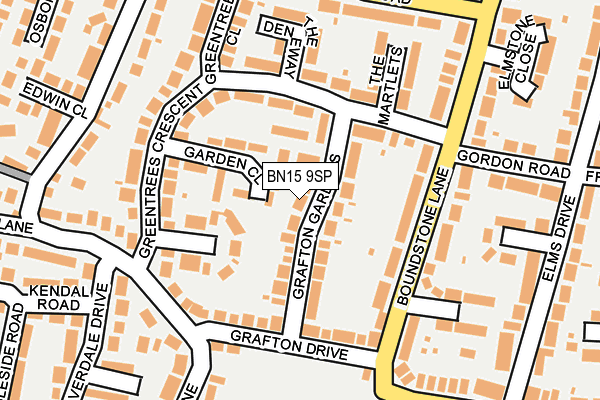 BN15 9SP map - OS OpenMap – Local (Ordnance Survey)