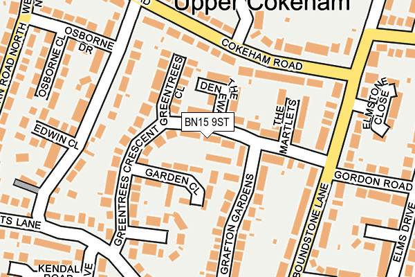 BN15 9ST map - OS OpenMap – Local (Ordnance Survey)