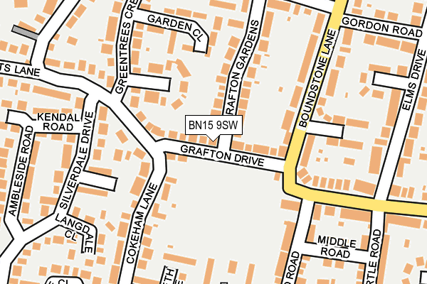BN15 9SW map - OS OpenMap – Local (Ordnance Survey)