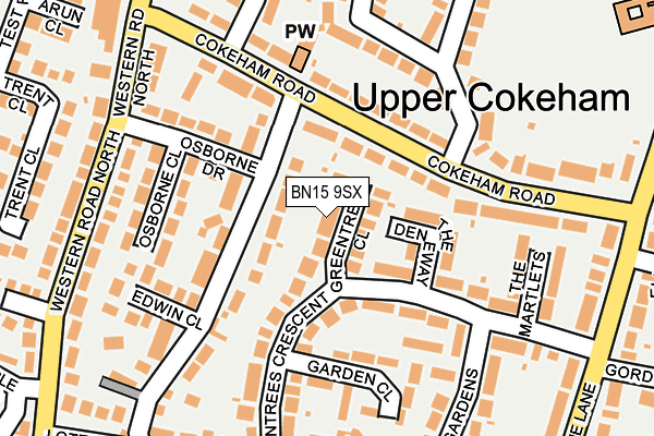 BN15 9SX map - OS OpenMap – Local (Ordnance Survey)