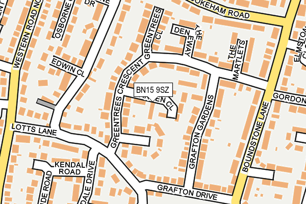 BN15 9SZ map - OS OpenMap – Local (Ordnance Survey)