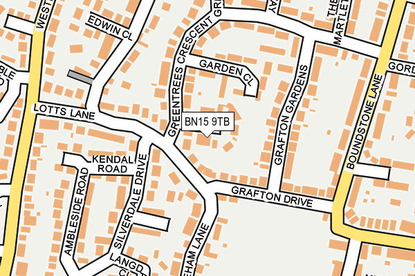 BN15 9TB map - OS OpenMap – Local (Ordnance Survey)