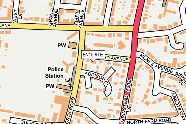 BN15 9TE map - OS OpenMap – Local (Ordnance Survey)