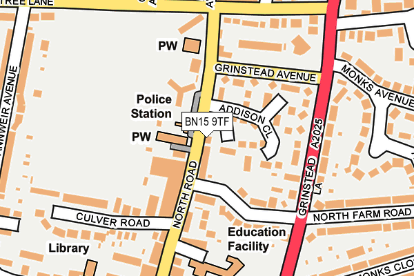 BN15 9TF map - OS OpenMap – Local (Ordnance Survey)