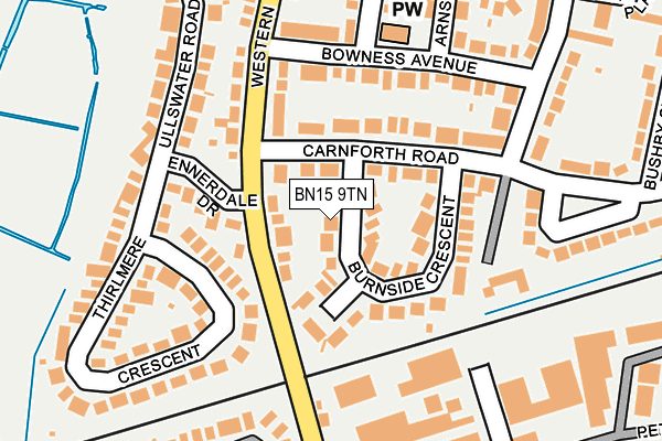 BN15 9TN map - OS OpenMap – Local (Ordnance Survey)