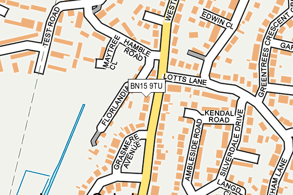 BN15 9TU map - OS OpenMap – Local (Ordnance Survey)