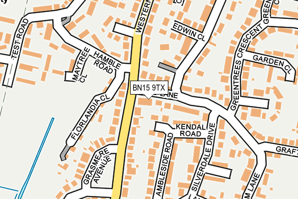 BN15 9TX map - OS OpenMap – Local (Ordnance Survey)