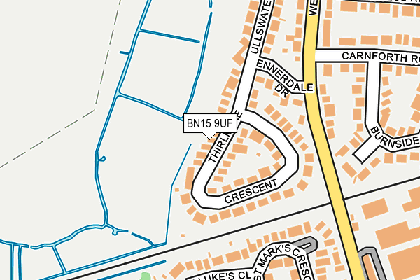 BN15 9UF map - OS OpenMap – Local (Ordnance Survey)