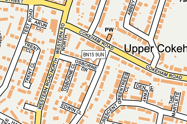 BN15 9UN map - OS OpenMap – Local (Ordnance Survey)