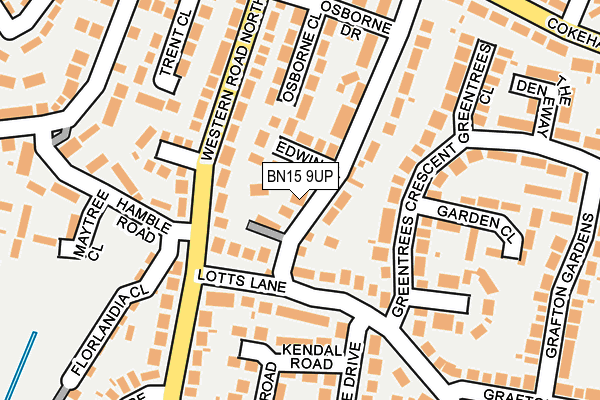 BN15 9UP map - OS OpenMap – Local (Ordnance Survey)