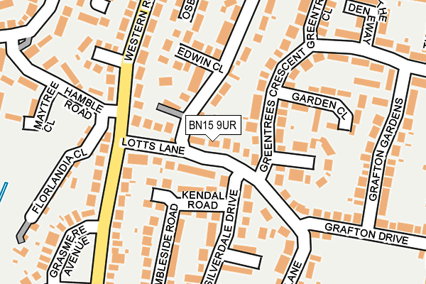 BN15 9UR map - OS OpenMap – Local (Ordnance Survey)