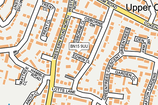 BN15 9UU map - OS OpenMap – Local (Ordnance Survey)