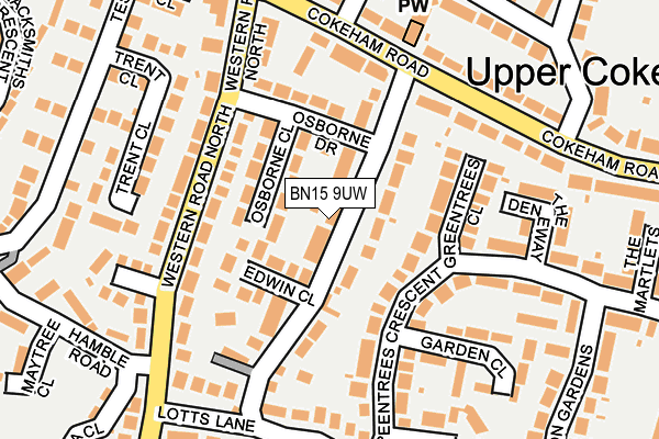BN15 9UW map - OS OpenMap – Local (Ordnance Survey)