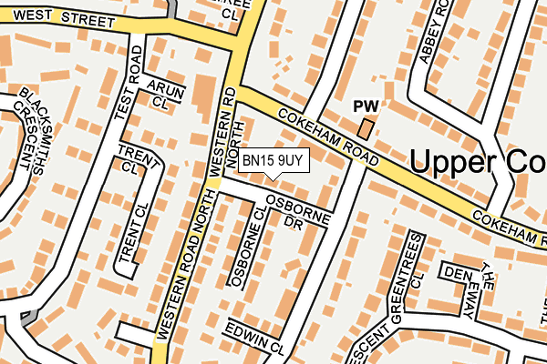 BN15 9UY map - OS OpenMap – Local (Ordnance Survey)