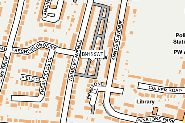 BN15 9WF map - OS OpenMap – Local (Ordnance Survey)