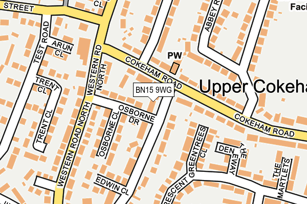 BN15 9WG map - OS OpenMap – Local (Ordnance Survey)