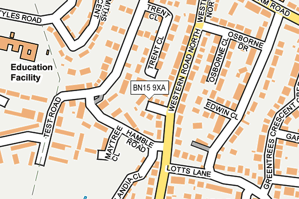 BN15 9XA map - OS OpenMap – Local (Ordnance Survey)