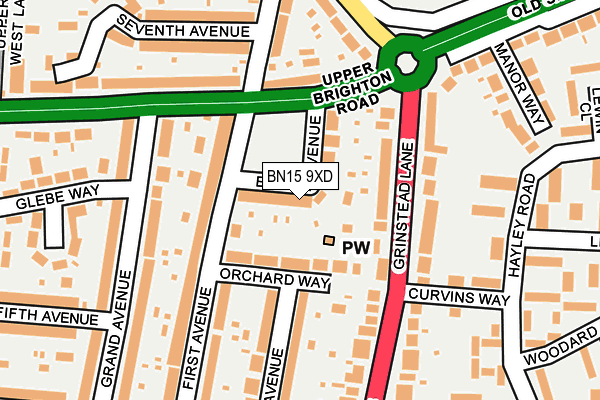 BN15 9XD map - OS OpenMap – Local (Ordnance Survey)