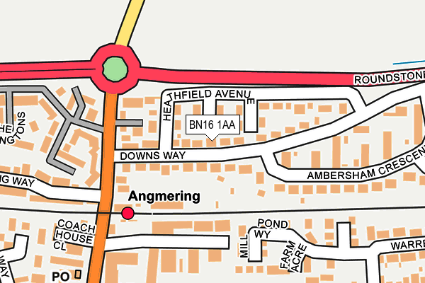 BN16 1AA map - OS OpenMap – Local (Ordnance Survey)