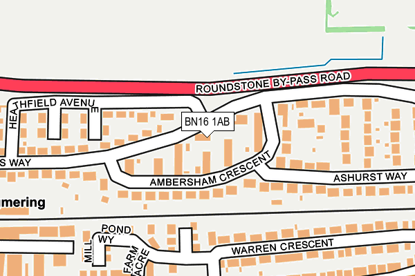 BN16 1AB map - OS OpenMap – Local (Ordnance Survey)