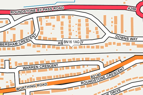 BN16 1AG map - OS OpenMap – Local (Ordnance Survey)