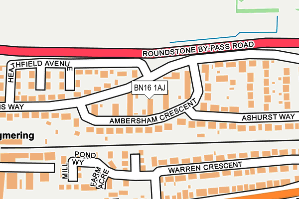 BN16 1AJ map - OS OpenMap – Local (Ordnance Survey)