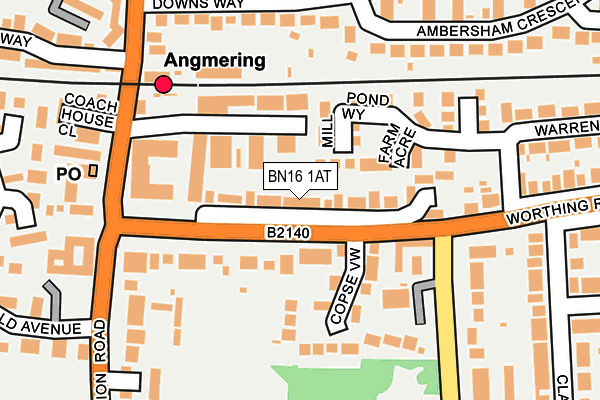 BN16 1AT map - OS OpenMap – Local (Ordnance Survey)