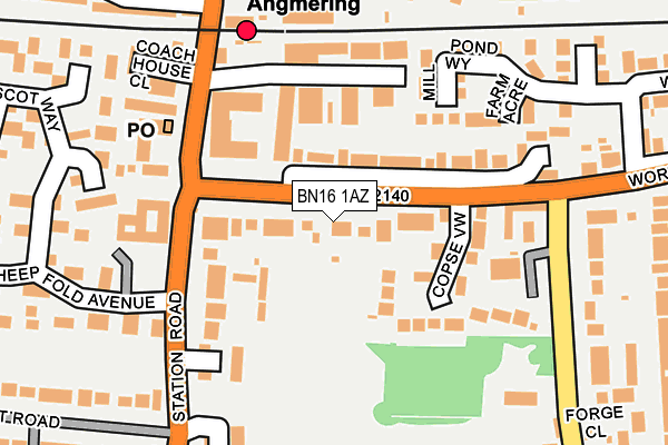 BN16 1AZ map - OS OpenMap – Local (Ordnance Survey)