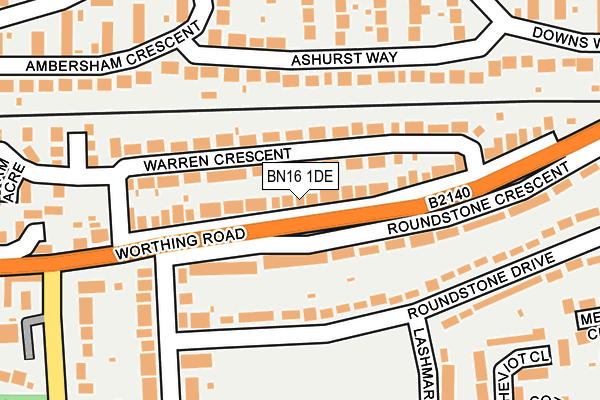 BN16 1DE map - OS OpenMap – Local (Ordnance Survey)