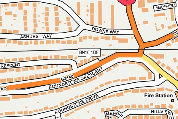 BN16 1DF map - OS OpenMap – Local (Ordnance Survey)