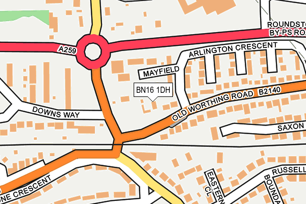 BN16 1DH map - OS OpenMap – Local (Ordnance Survey)