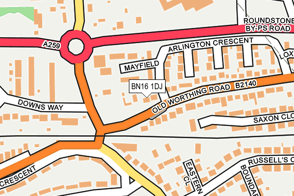 BN16 1DJ map - OS OpenMap – Local (Ordnance Survey)