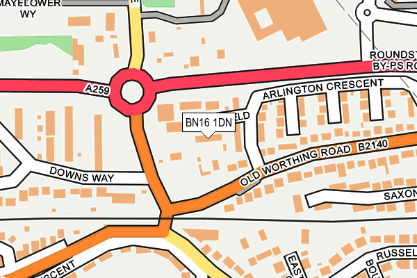 BN16 1DN map - OS OpenMap – Local (Ordnance Survey)