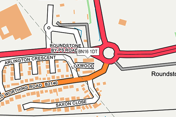 BN16 1DT map - OS OpenMap – Local (Ordnance Survey)