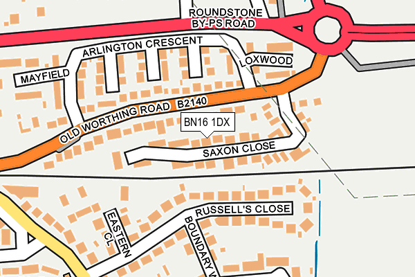 BN16 1DX map - OS OpenMap – Local (Ordnance Survey)