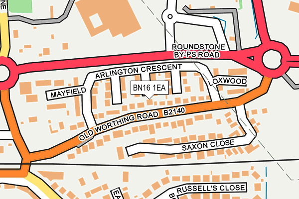 BN16 1EA map - OS OpenMap – Local (Ordnance Survey)
