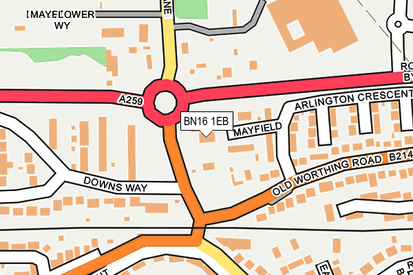 BN16 1EB map - OS OpenMap – Local (Ordnance Survey)