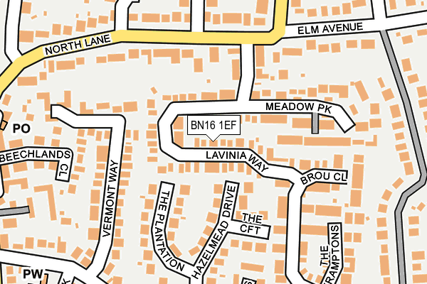 BN16 1EF map - OS OpenMap – Local (Ordnance Survey)