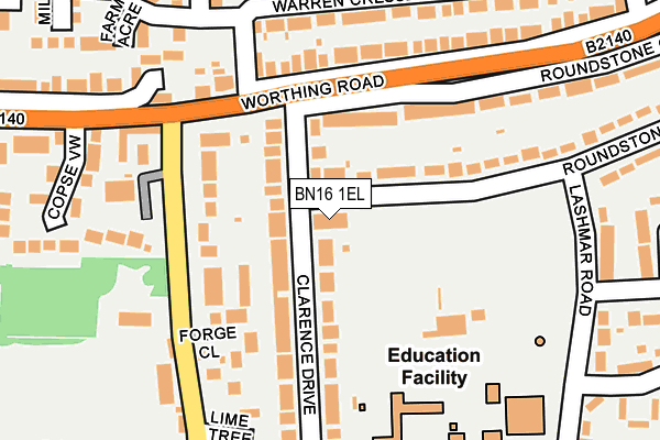 BN16 1EL map - OS OpenMap – Local (Ordnance Survey)