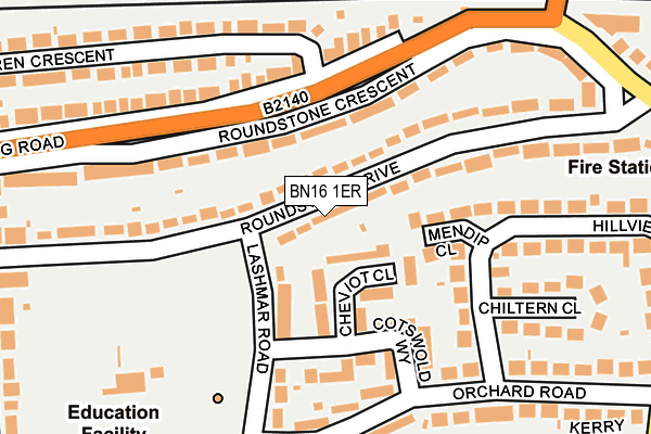 BN16 1ER map - OS OpenMap – Local (Ordnance Survey)