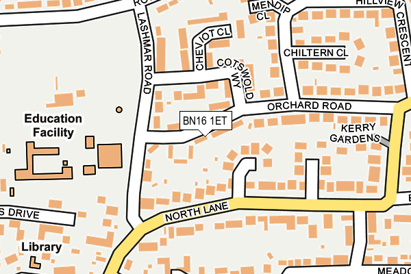 BN16 1ET map - OS OpenMap – Local (Ordnance Survey)