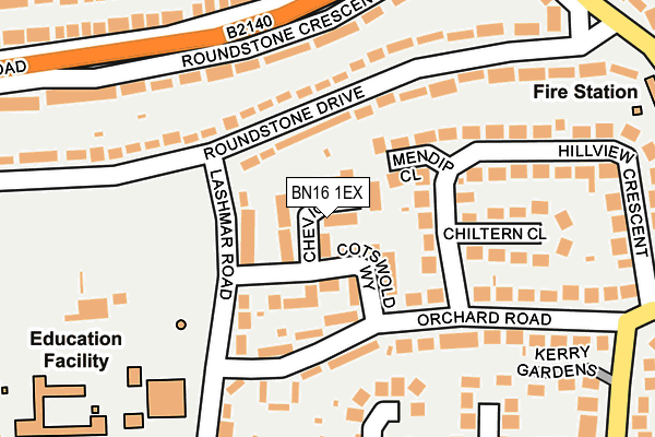 BN16 1EX map - OS OpenMap – Local (Ordnance Survey)