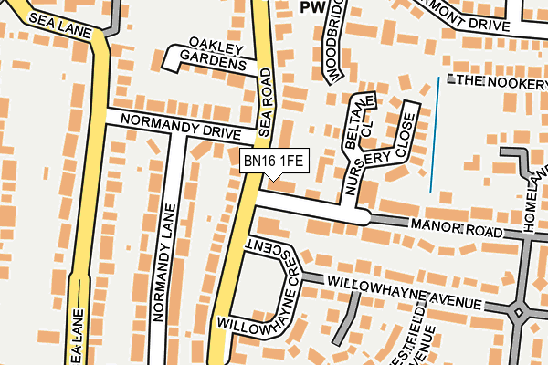 BN16 1FE map - OS OpenMap – Local (Ordnance Survey)
